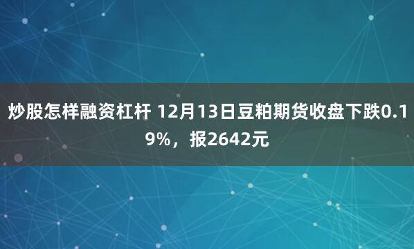 炒股怎样融资杠杆 12月13日豆粕期货收盘下跌0.19%，报2642元